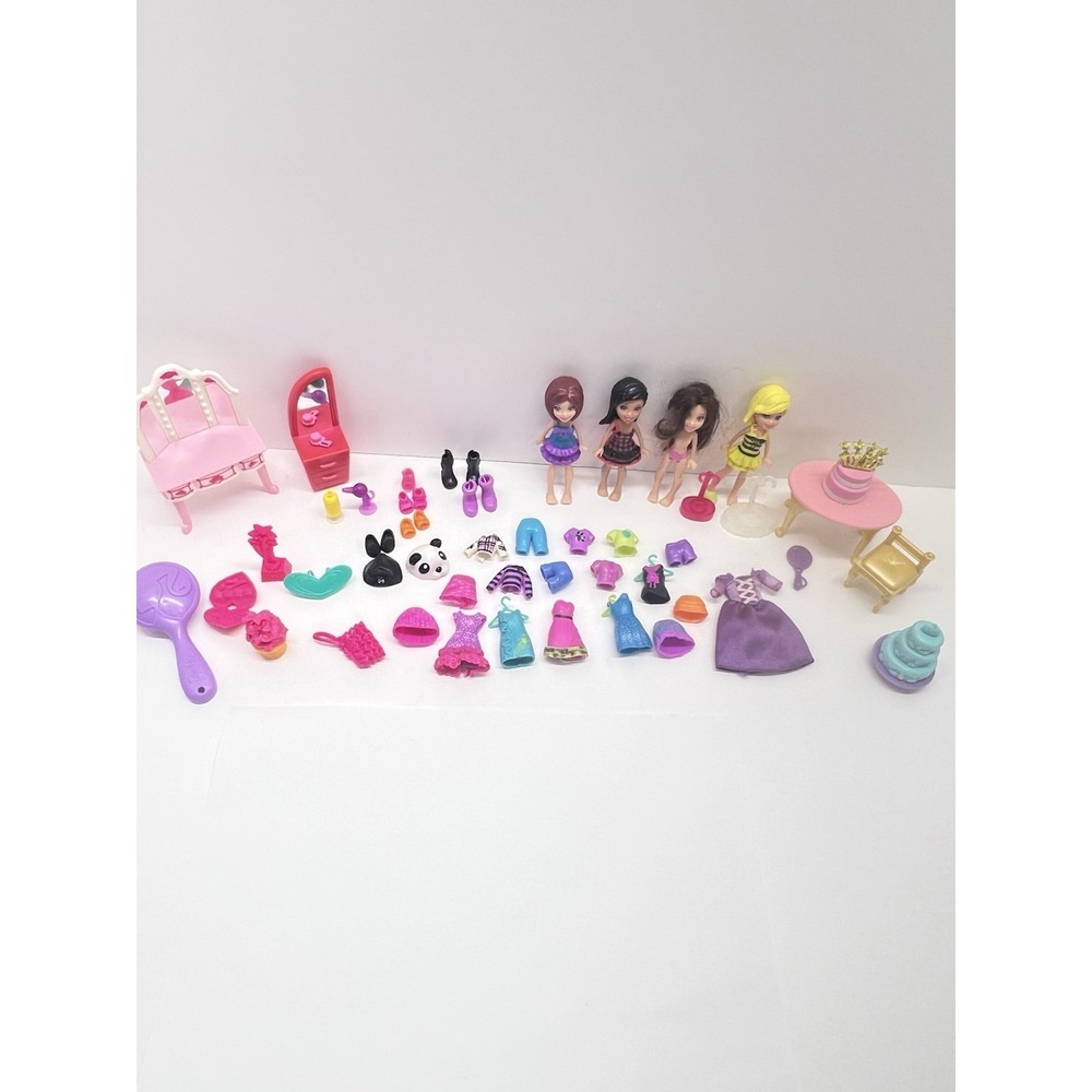 Mini Barbie Lot 2010 4 Dolls 4" And Clothes, Shoes & Accessories 59 Pieces